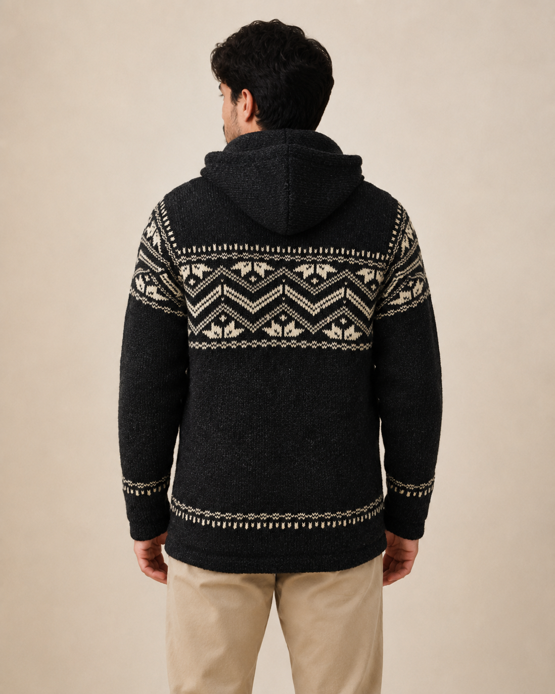 Handmade Himalayan Wool Jacket - Charcoal Black
