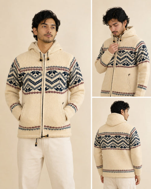 Handmade Himalayan Wool Jacket front and back product views