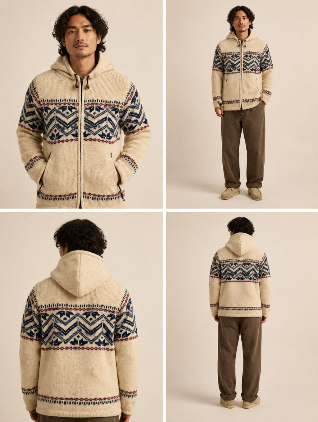 Handmade Himalayan Wool Jacket multiple product angles